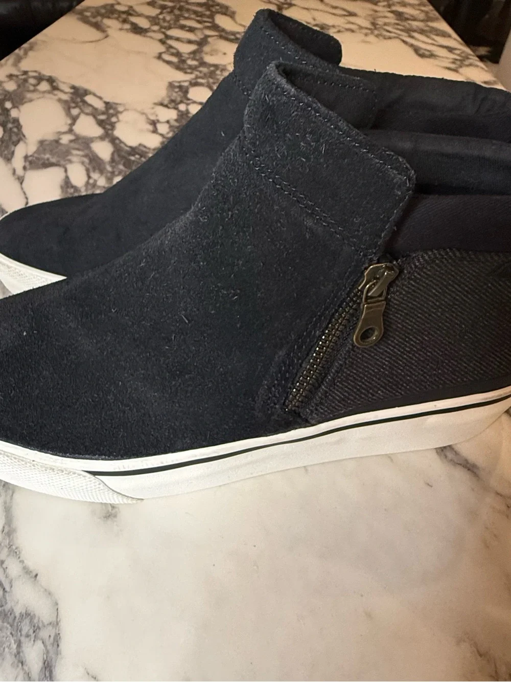 Keds Cooper Zip Black Suede Canvas Sneaker Booties Women's Size 9